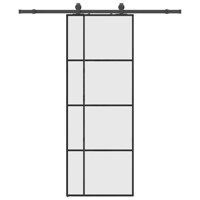 vidaXL Puerta corredera con juego herrajes negro 76×205 cm ESG vidrio (7)