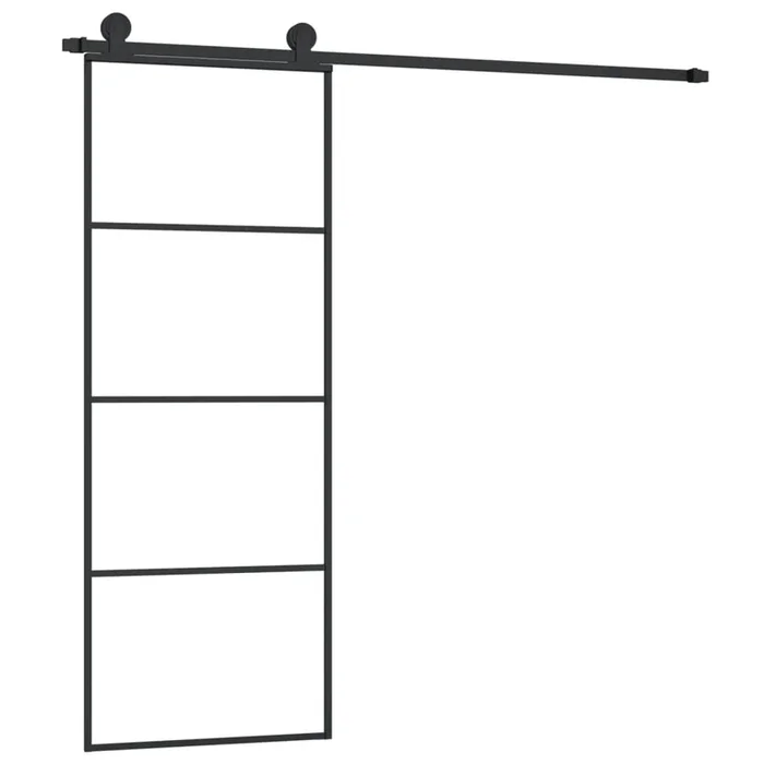 vidaXL Puerta corredera con set herrajes vidrio ESG aluminio 76×205 cm (13)