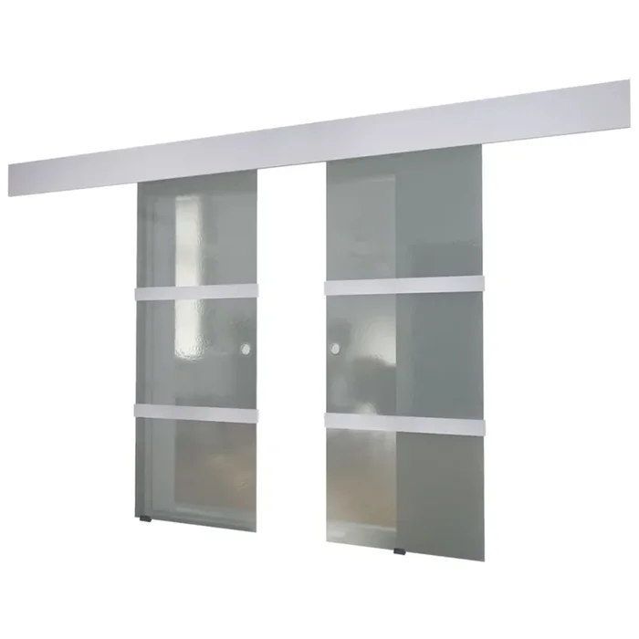vidaXL Puerta corredera doble de vidrio