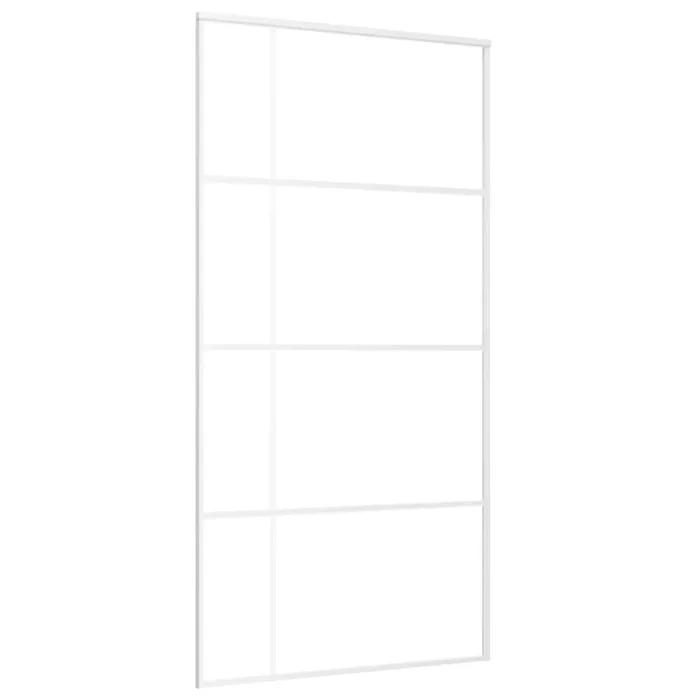 vidaXL Puerta corredera ESG vidrio y aluminio blanca 102,5×205 cm