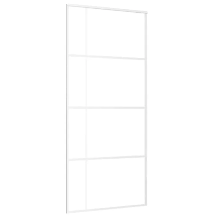vidaXL Puerta corredera ESG vidrio y aluminio blanca 90×205 cm