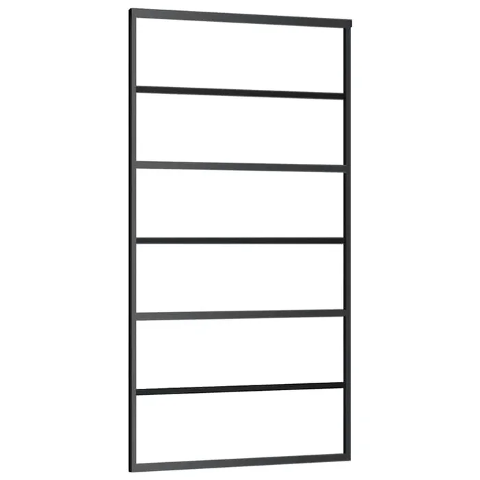 vidaXL Puerta corredera ESG vidrio y aluminio negra 102×205 cm (4)