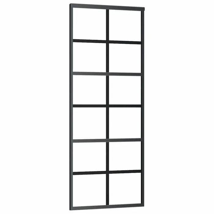 vidaXL Puerta corredera ESG vidrio y aluminio negra 76×205 cm (3)