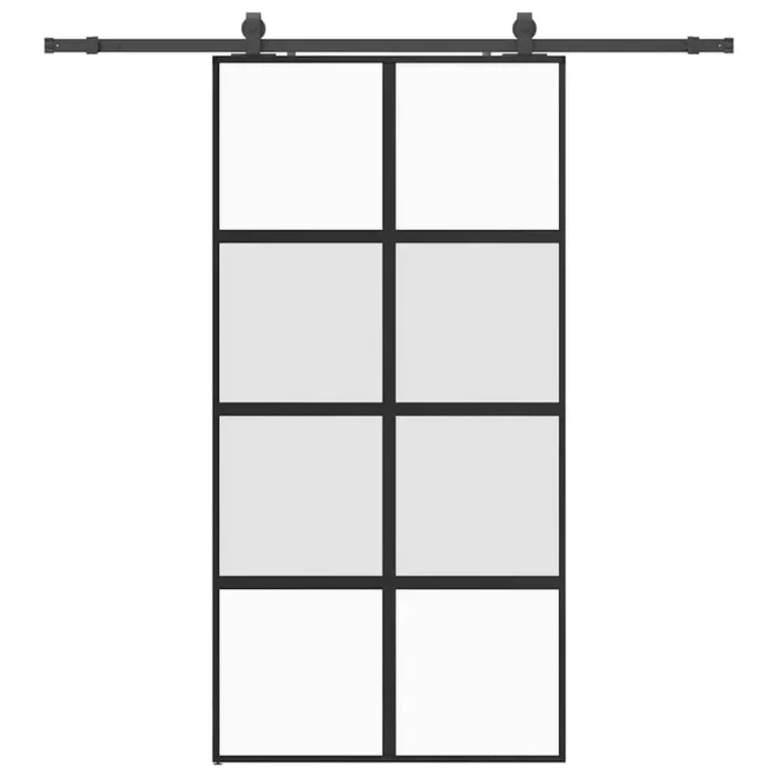 vidaXL Puerta corredera herrajes negro 102,5×205 cm vidrio templado (9)