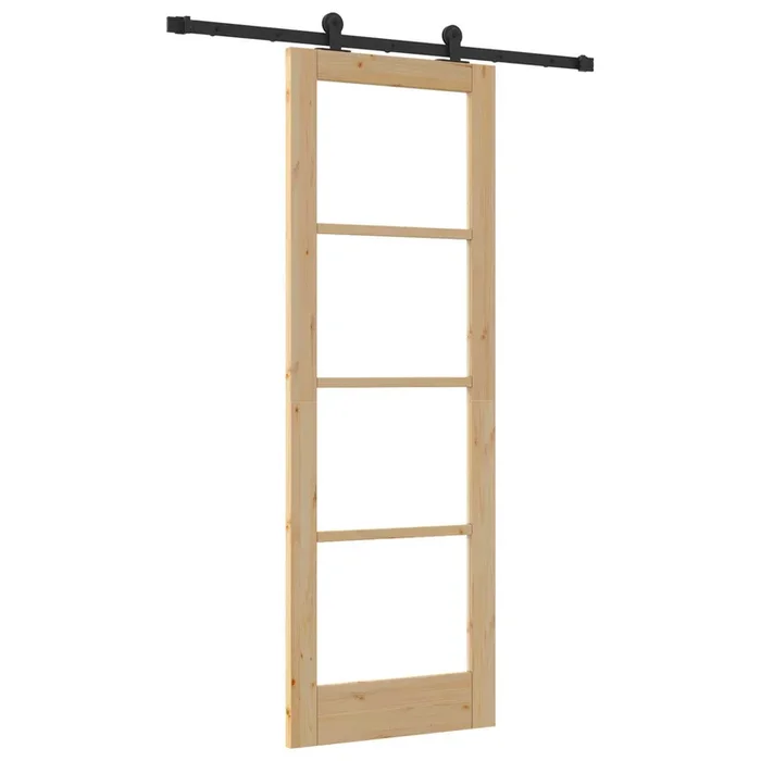 vidaXL Puerta Corredera ORKDAL Marrón 73.5 x 211 cm Madera y metal (2)