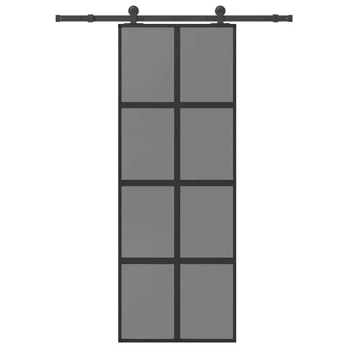 vidaXL Puerta corredera set herrajes vidrio templado aluminio 76x205cm (10)