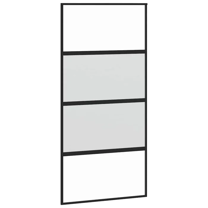 vidaXL Puerta corredera vidrio templado y aluminio negra 102,5×205 cm (3)