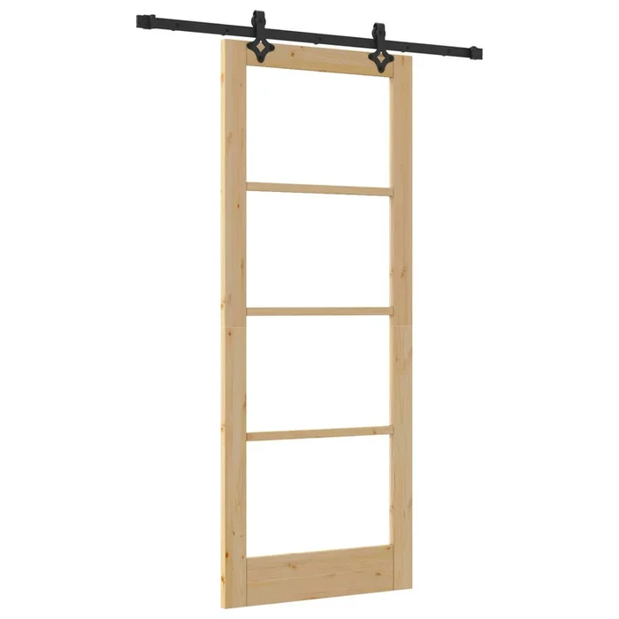 vidaXL Puerta Corrediza Otro Manual Marrón 83 x 211 cm Madera y metal (2)