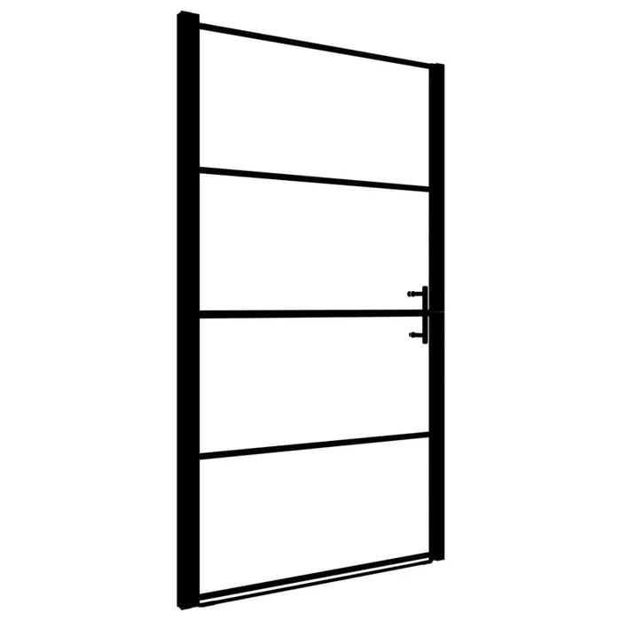vidaXL Puerta de ducha de vidrio templado negro 100×178 cm (2)