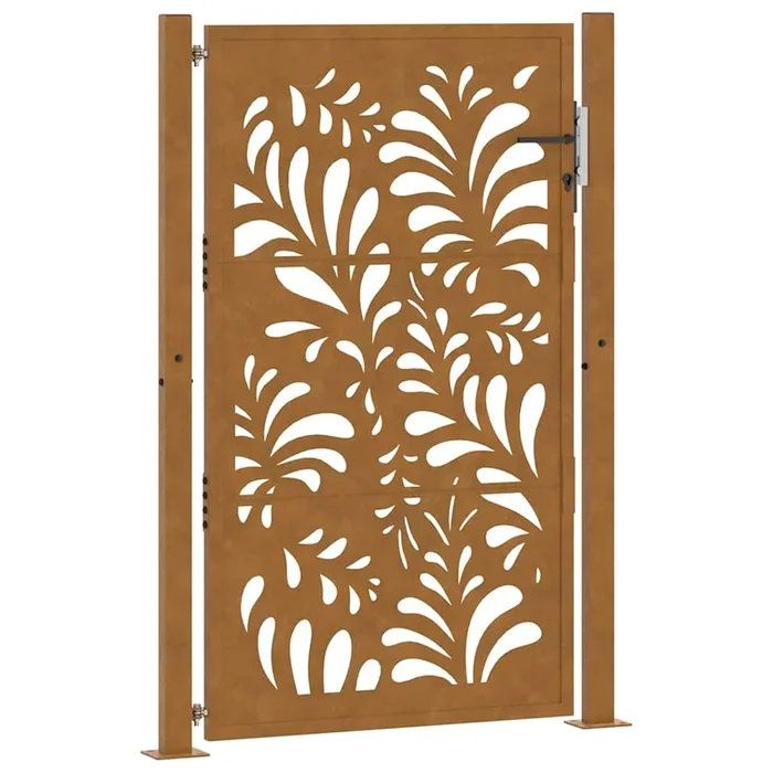 vidaXL Puerta de jardín 105×155 cm de acero corten con diseño ondulado