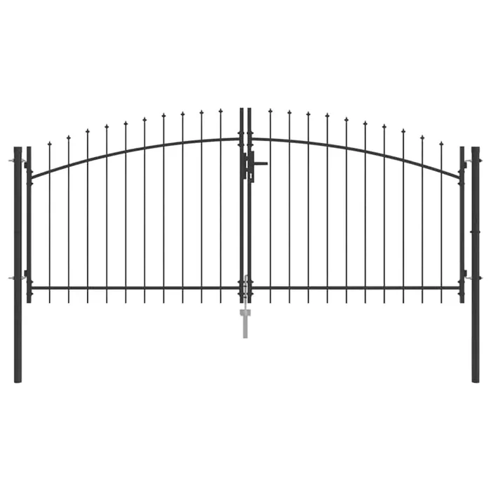 vidaXL Puerta de jardín con cerradura Gris 100 x 300 cm Acero