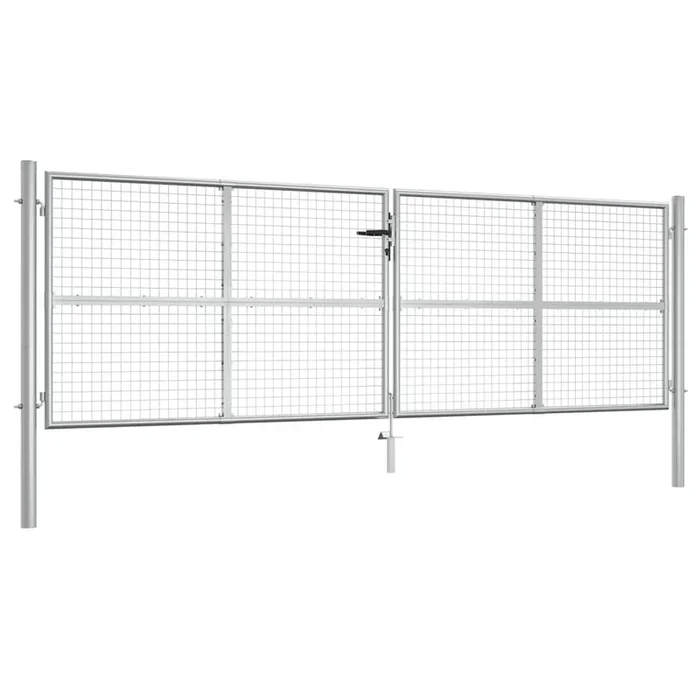 vidaXL Puerta de jardín de acero galvanizado, 415 x 125 cm, color plata