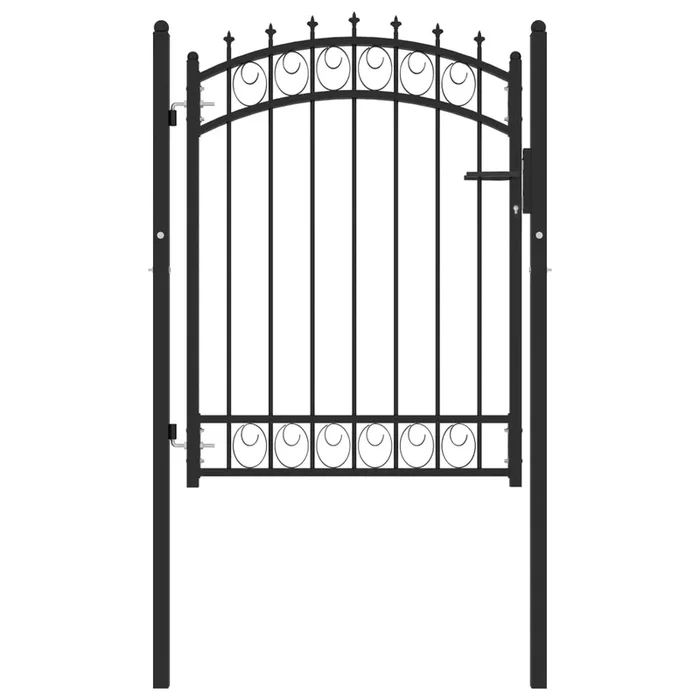 vidaXL Puerta de valla con picos acero negro 100×125 cm (2)