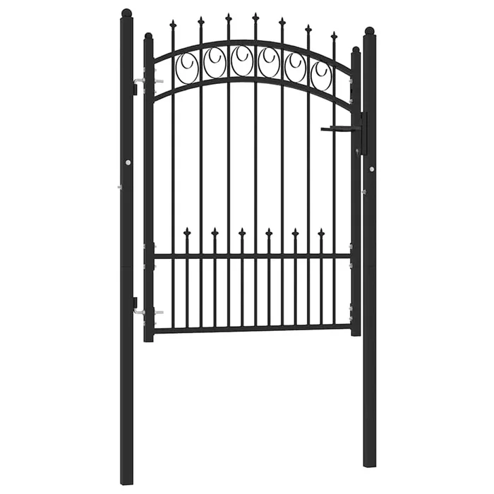 vidaXL Puerta de valla con picos acero negro 100×125 cm