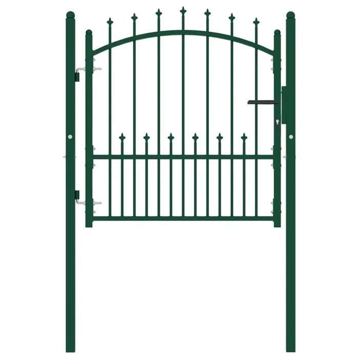 vidaXL Puerta de valla con picos acero verde 100×100 cm (2)