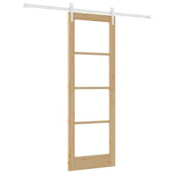 vidaXL Puerta Deslizante Manual Marrón 73.5 x 211 cm Madera y metal (2)