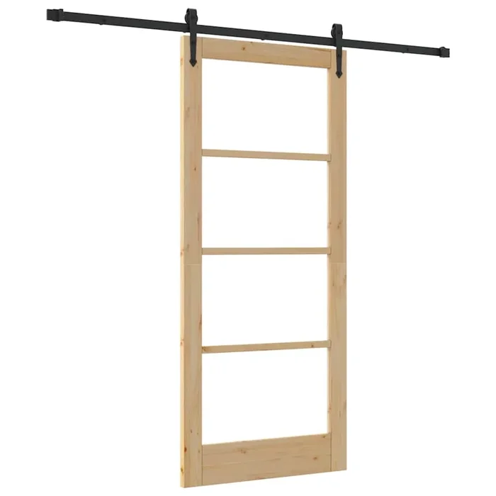 vidaXL Puerta Deslizante ORKDAL Marrón 86 x 198.5 cm Madera y metal (3)