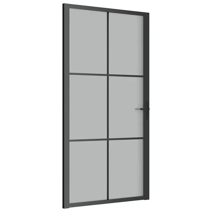 vidaXL Puerta interior de vidrio y aluminio negro mate 102,5×201,5 cm