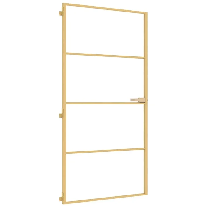vidaXL Puerta interior dorada vidrio templado aluminio 102,5×201,5 cm (3)