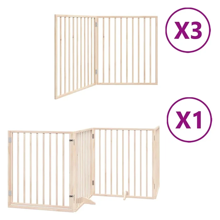 vidaXL Puerta para perros plegable 10 paneles madera de álamo 800 cm (3)
