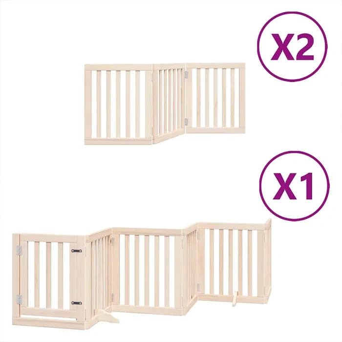 vidaXL Puerta para perros plegable 12 paneles madera de álamo 600 cm (5)