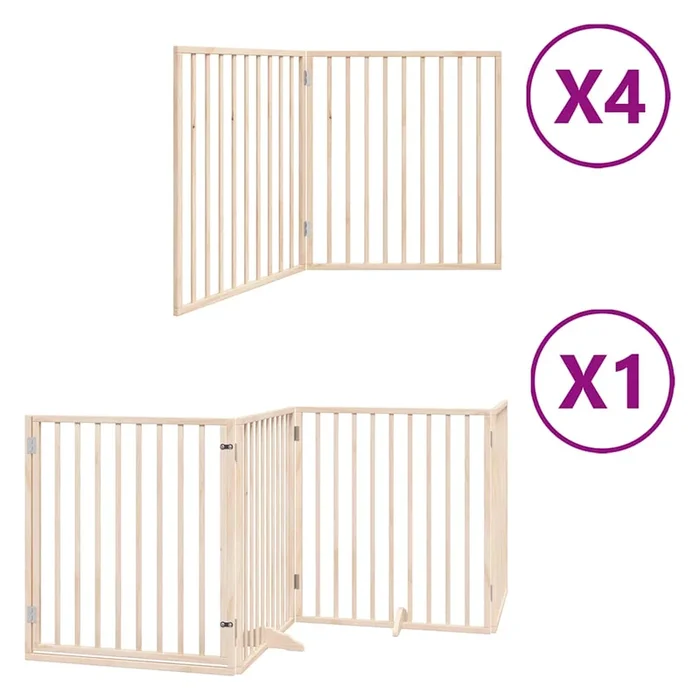vidaXL Puerta para perros plegable 12 paneles madera de álamo 960 cm (3)