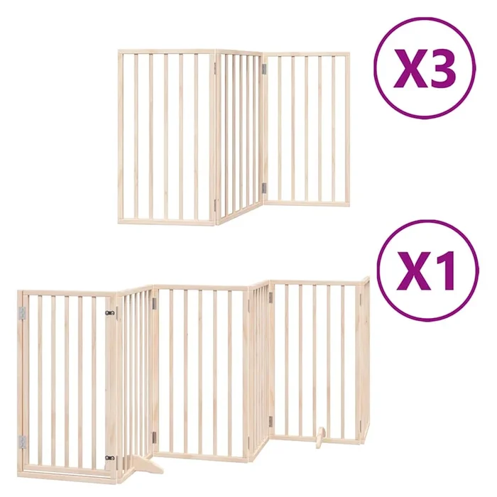 vidaXL Puerta para perros plegable 15 paneles madera de álamo 750 cm (2)