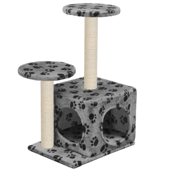 vidaXL Rascador para gatos con poste de sisal 60 cm huellas gris