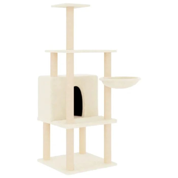 vidaXL Rascador para gatos con postes de sisal color crema 132 cm