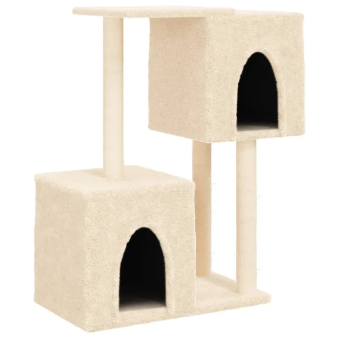 vidaXL Rascador para gatos con postes de sisal color crema 86 cm