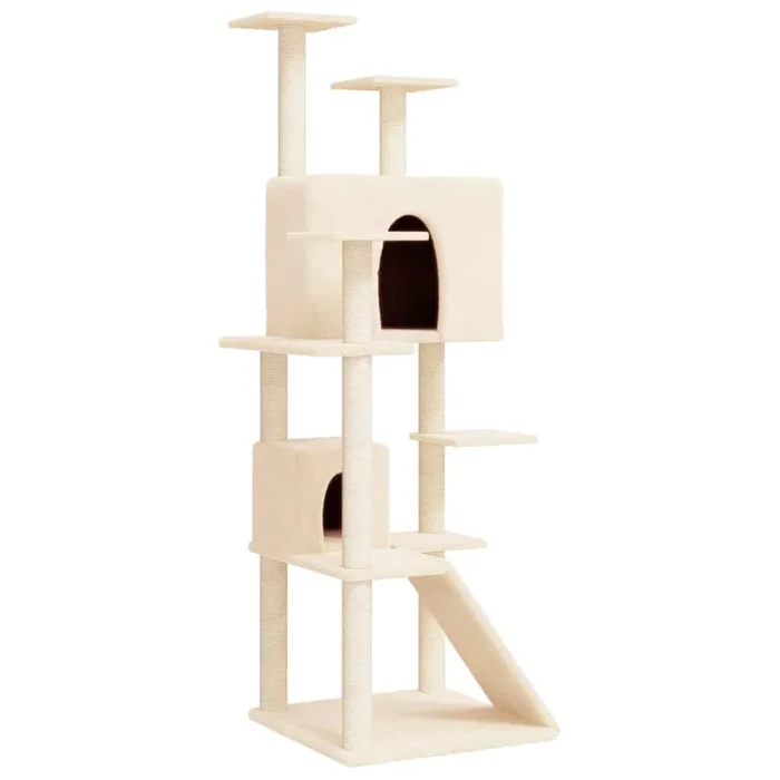 vidaXL Rascador para gatos con postes de sisal crema 153 cm (3)