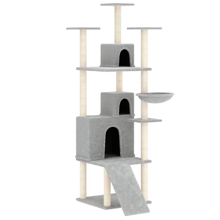 vidaXL Rascador para gatos con postes de sisal gris claro 175 cm
