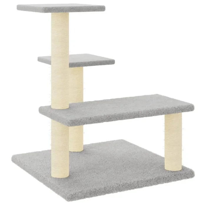 vidaXL Rascador para gatos con postes de sisal gris claro 61 cm