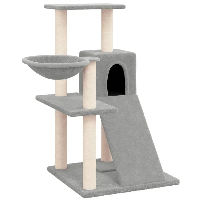 vidaXL Rascador para gatos con postes de sisal gris claro 82 cm (2)