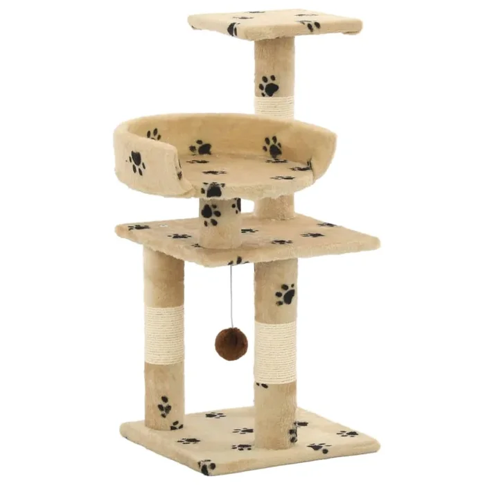 vidaXL Rascador para gatos poste de sisal 65 cm huellas beige