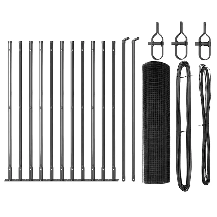 vidaXL Reja con postes Gris 0.6 x 25 m Acero (15)