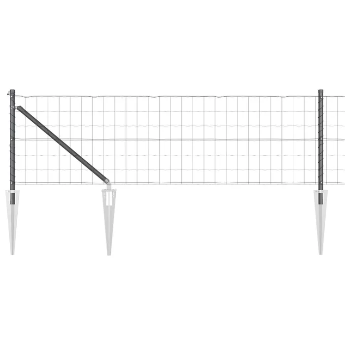 vidaXL Reja con postes Gris 0.8 x 25 m Acero (34)