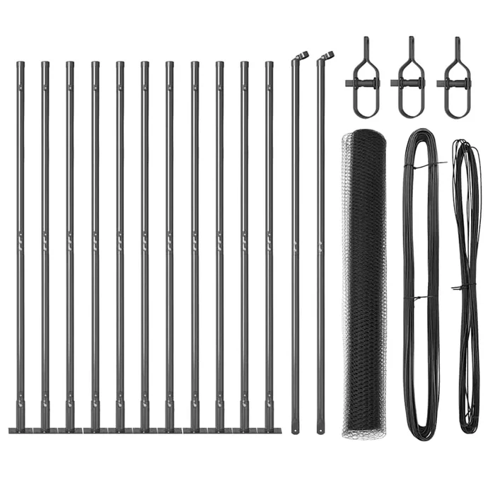 vidaXL Reja con postes Gris 0.8 x 25 m Acero recubierto de PVC (9)