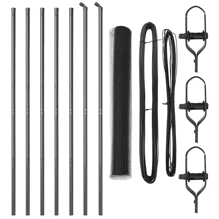 vidaXL Reja con postes Gris 1.2 x 10 m Acero recubierto de PVC (2)