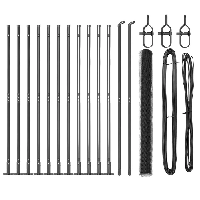 vidaXL Reja con postes Gris 1.4 x 25 m Acero recubierto de PVC (10)