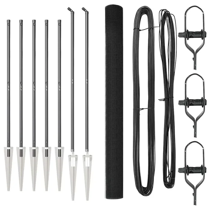 vidaXL Reja con postes Gris 1.5 x 50 m Acero (8)