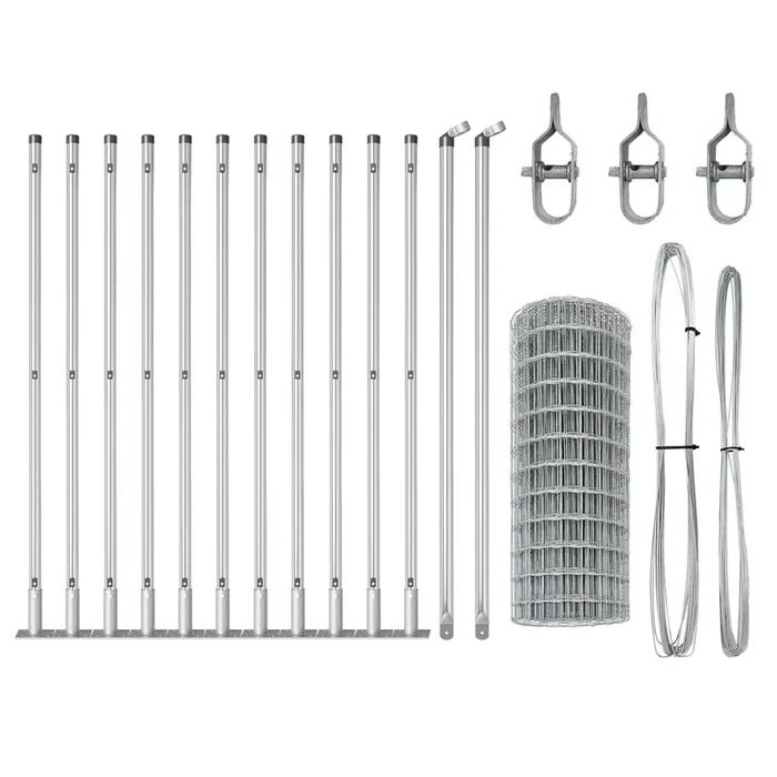vidaXL Reja con postes Plateado 0.4 x 25 m Acero (22)