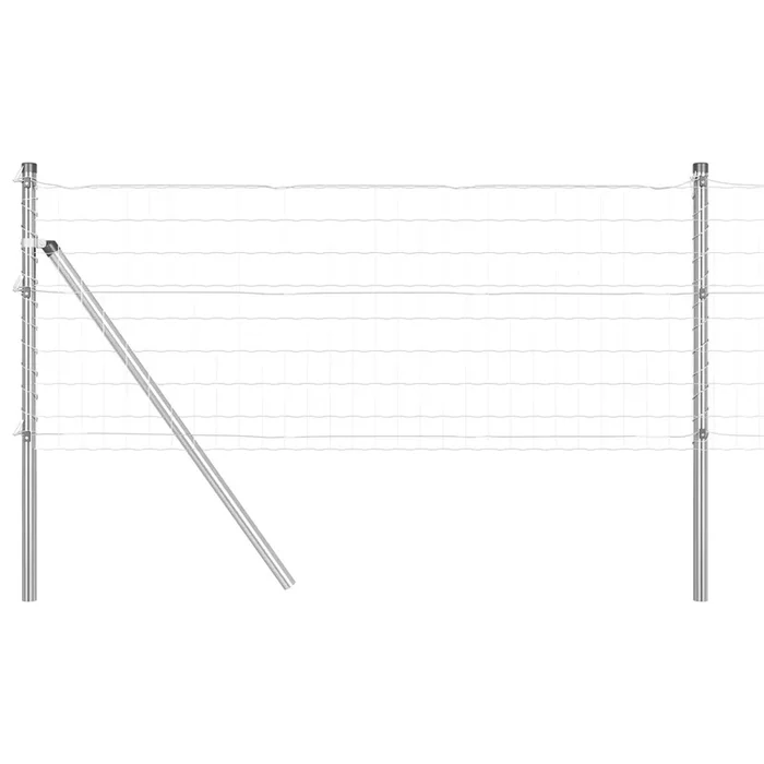 vidaXL Reja con postes Plateado 0.6 x 10 m Acero (16)