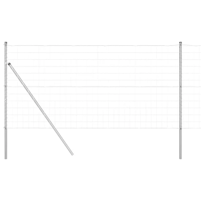vidaXL Reja con postes Plateado 1.2 x 10 m Acero (19)