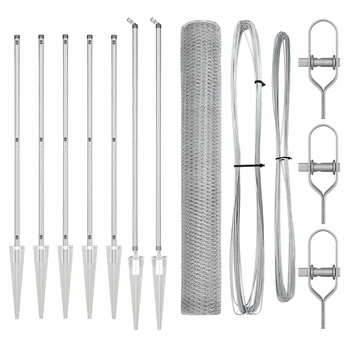 vidaXL Reja con postes Plateado 1.2 x 10 m Acero recubierto de PVC (5)