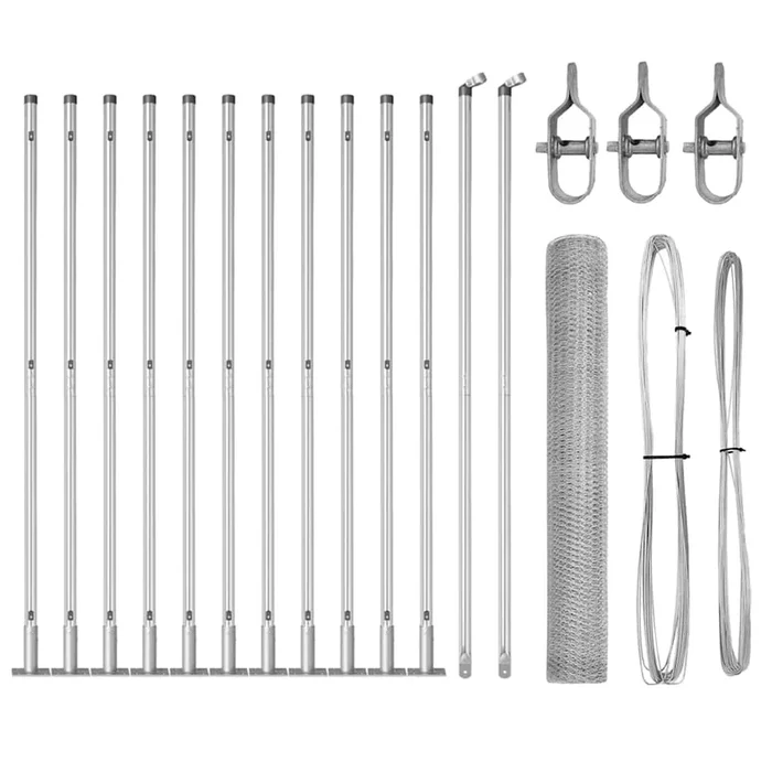 vidaXL Reja con postes Plateado 1.2 x 25 m Acero recubierto de PVC (9)