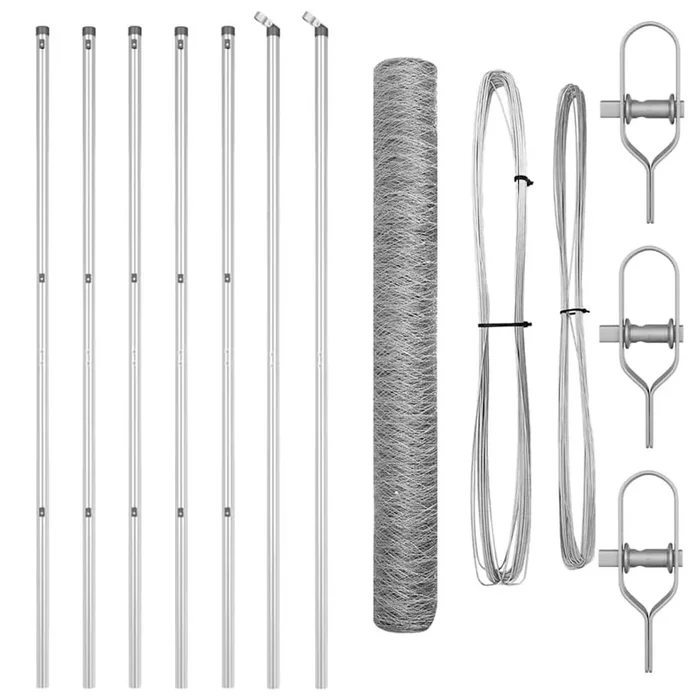 vidaXL Reja con postes Plateado 1.4 x 10 m Acero recubierto de PVC (3)