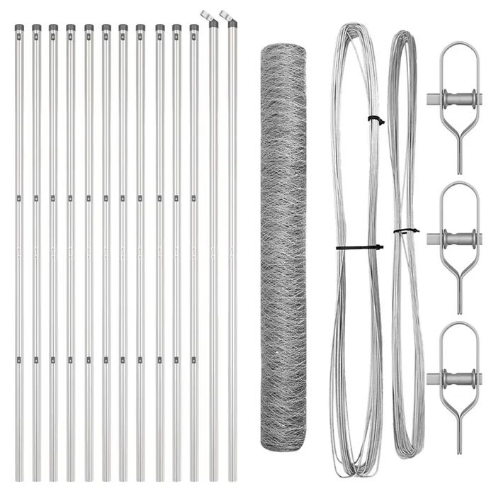 vidaXL Reja con postes Plateado 1.4 x 25 m Acero recubierto de PVC (3)