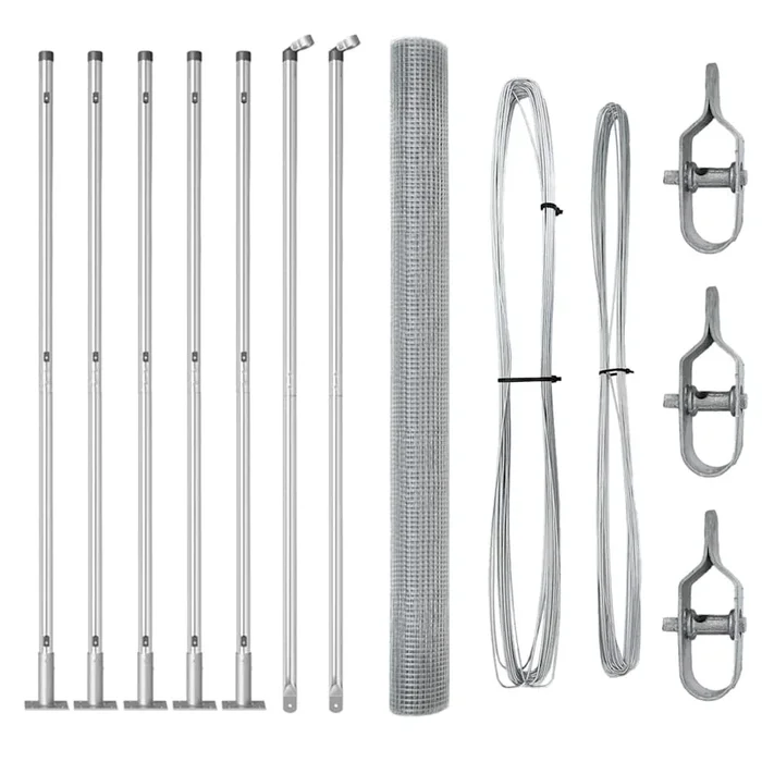 vidaXL Reja con postes Plateado 1.5 x 10 m Acero (22)
