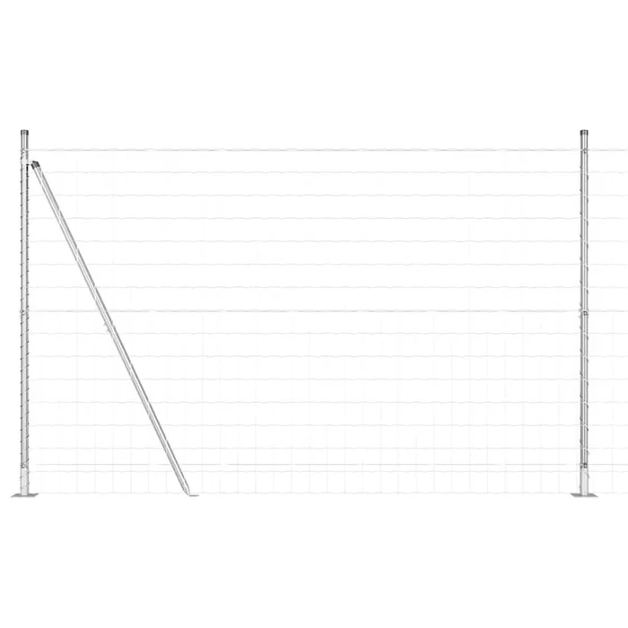 vidaXL Reja con postes Plateado 1.5 x 10 m Acero (35)